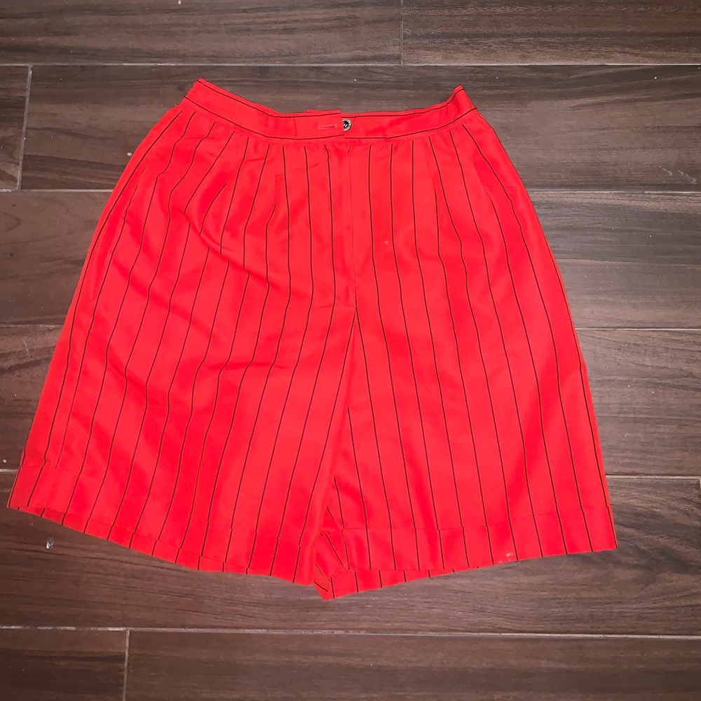 red and black high wasted shorts